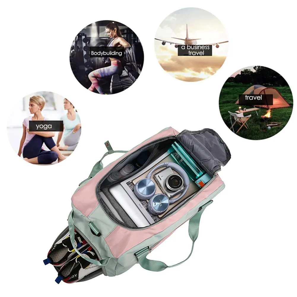 Gym Handbags Fiess Shoulder Men Women Oxford Sport Yoga Backpack Travel Tote Bag With Shoe Compartment_voghion.com