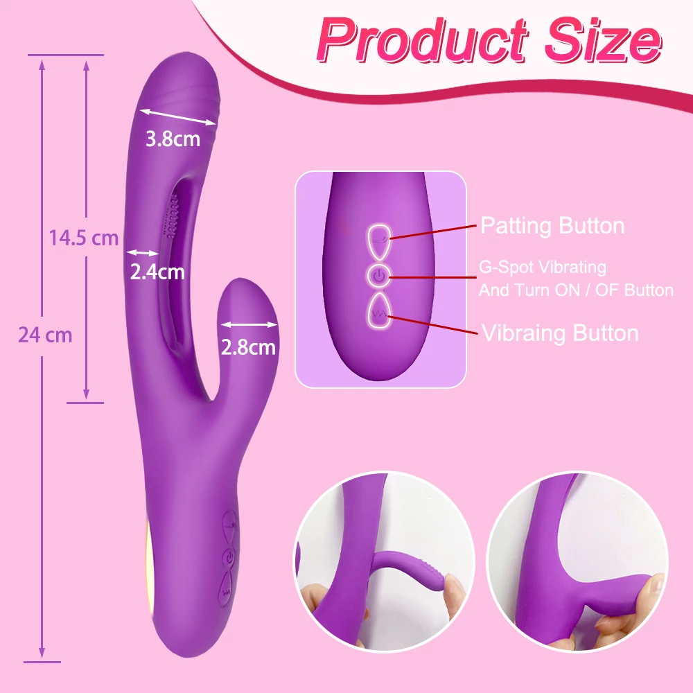 XBONP Rabbit Tapping Vibrators Vibrator Wand Silicone Rose Toy G Spot Vibrator 21 Vibrating Modes Sex Toy For Women_voghion.com