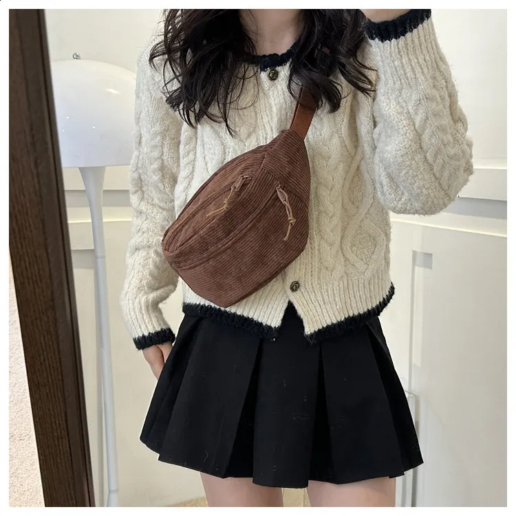 Frauen Taille Cord Student Schulter Handtasche Crossbody Brust Brust Tasche Fanny Pack Mode Telefon Weibliche Bum Gürtel Geldbörse_voghion.com