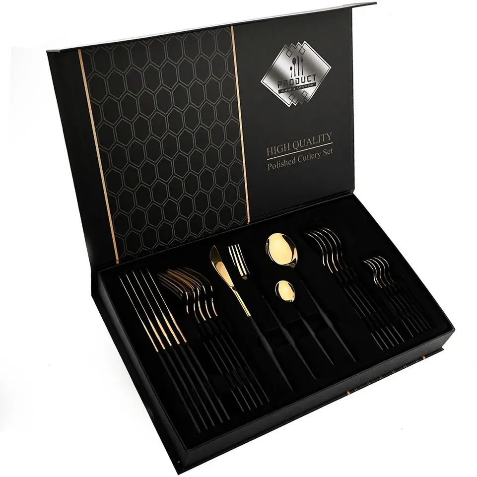 24-Pc Cutlery Set - Mirror Finish｜Gift Box｜EU Food Safe_voghion.com