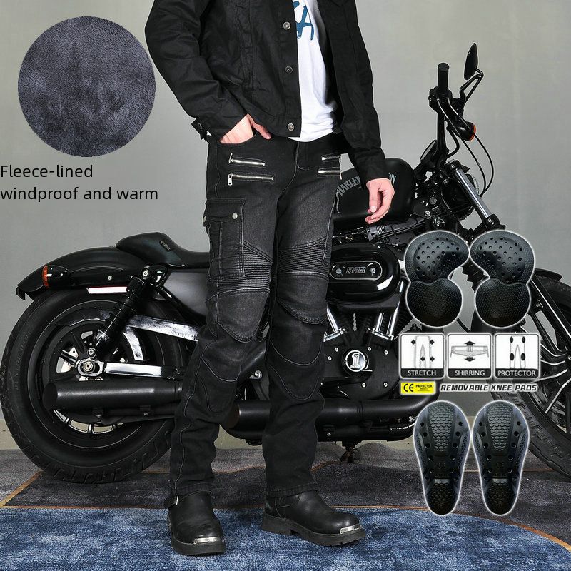LOONG BIKER Kış Retro Motosiklet Pantolonu Erkekler İçin_voghion.com