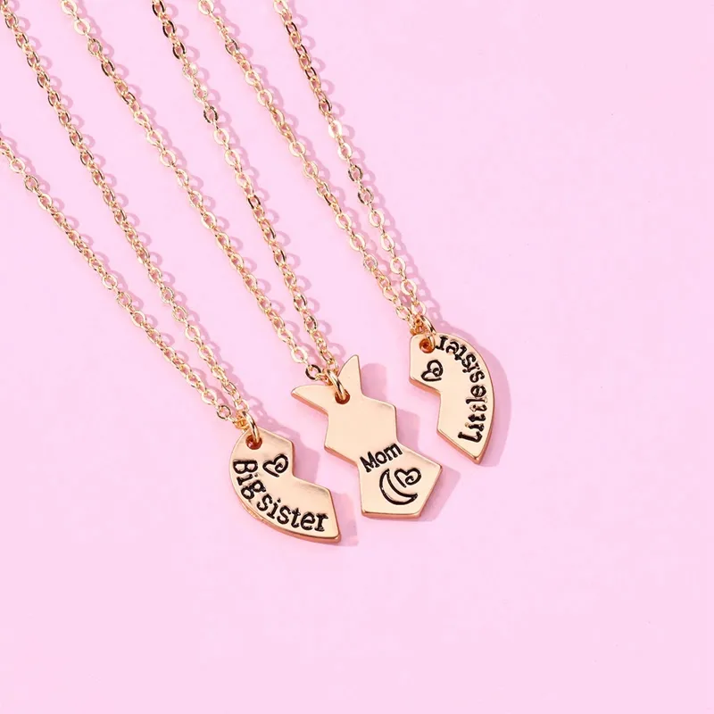 Moeder zus hartjes ketting set met hanger voor dames_voghion.com