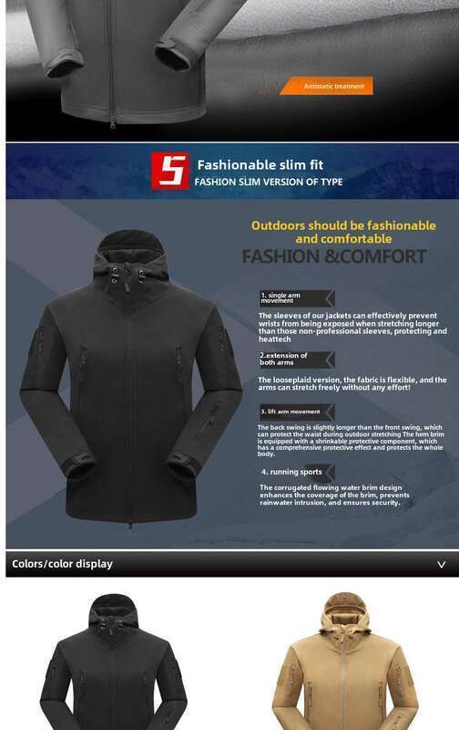 【 Well - Reviewed】 Outdoor Shark Skin Assault Set For Men, Autumn Winter Fleece Jacket, Soft Shell_voghion.com