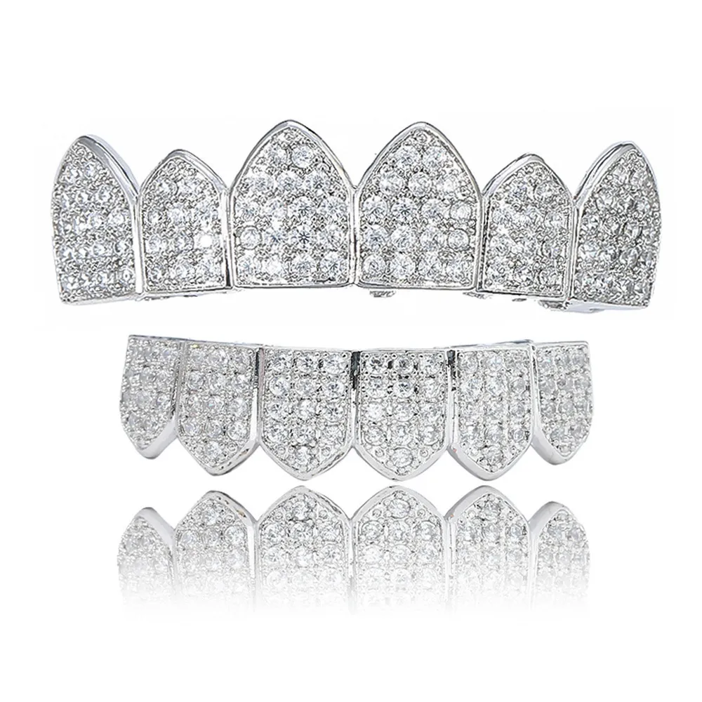 Custom High-Quality Hip Hop Jewelry Teeth 8Top 8Dowm Sier Vvs Diamond Fully Iced Out Perm Cut Moissanite Grillz For Mens_voghion.com