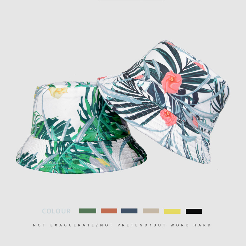 Nieuw met blad, bloemenprint, schaduw, visser voor mannen en vrouwen buitenrecreatie, zonwering bassinhoed trend Emmerhoed_voghion.com