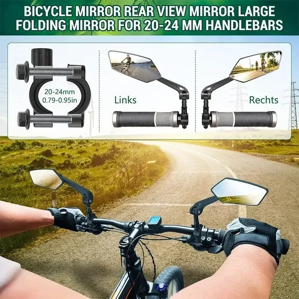 Rearview Mirror For Bicycle - 360° Adjustable, Flexible Up/Down, Left/Right Viewing Angle_voghion.com