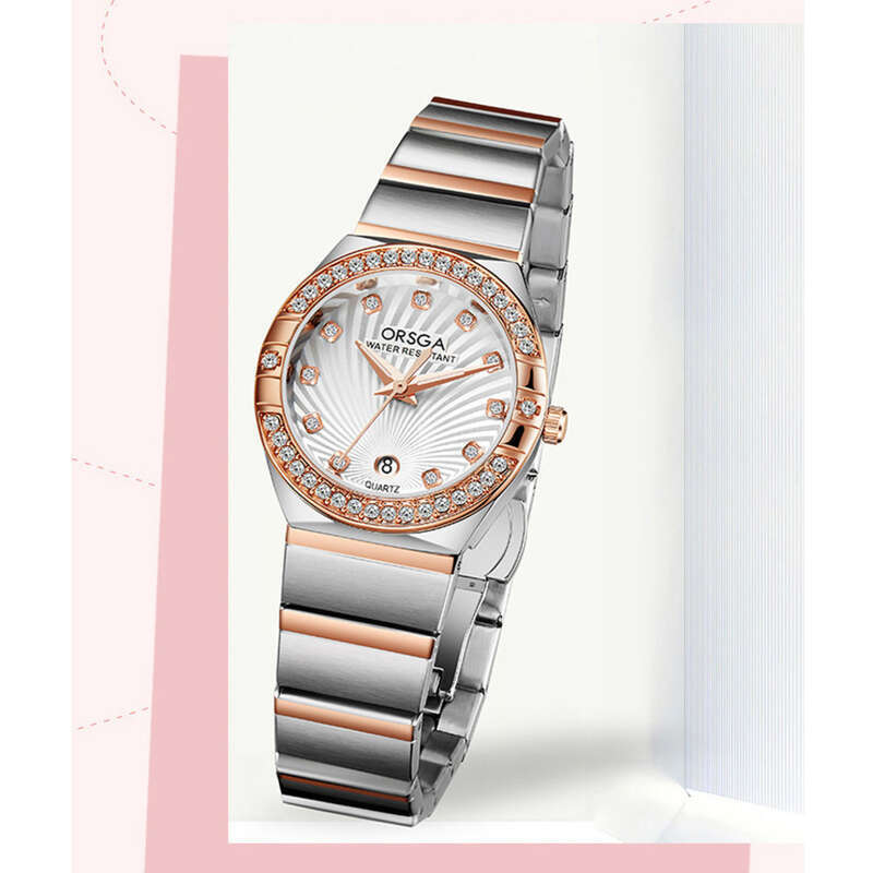 Oushijia Light Luxury Diamond Set Calendar Women's High End Solid Steel Live Fashion Quartz Watch_voghion.com