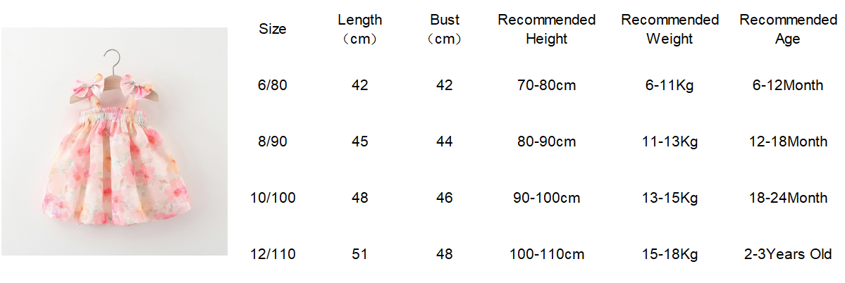 Summer New Baby Girl Dress Flower Printed Chiffon Dress Comfortable Breathable Kids Clothes_voghion.com