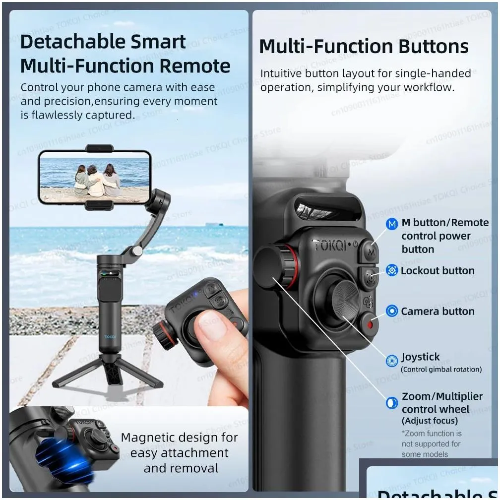 Estabilizador de cardán de mano M02 de 3 ejes para smartphone con control remoto inalámbrico para Android, seguimiento facial, vlogs 241217_voghion.com