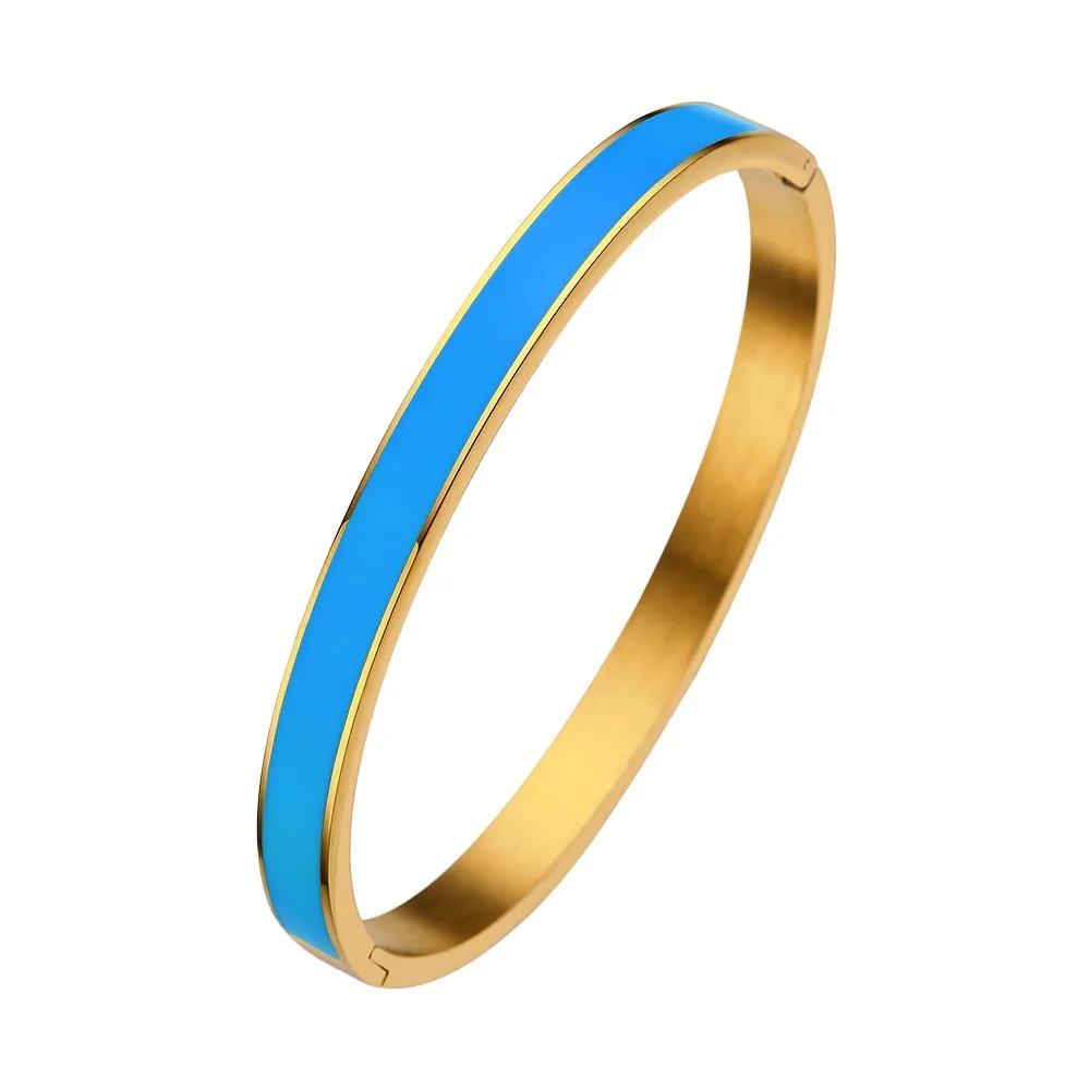 Titanium Steel Enamel Bangle Gold Plated Designer Bracelet For Women_voghion.com