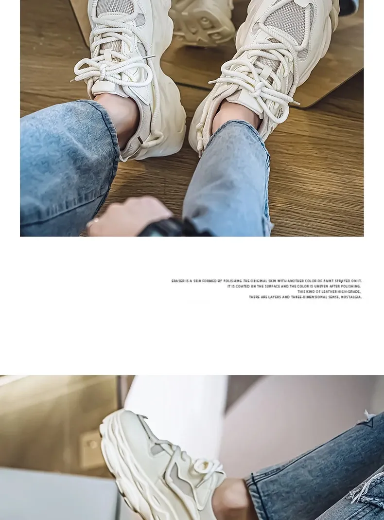 Chunky Platform Running Shoes For Men Anti Slip Breathable Casual_voghion.com