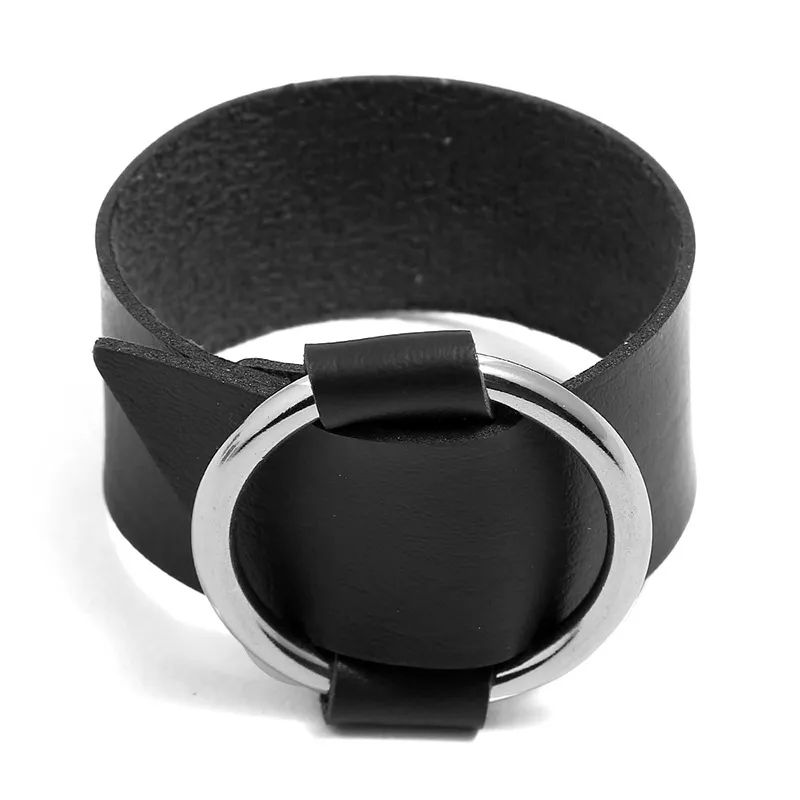 Round Buckle Charms Bangle Bracelets 5 Colors 2023 New Fashion Simple Design PU Leather Womens Bracelet Bangles Yelow_voghion.com