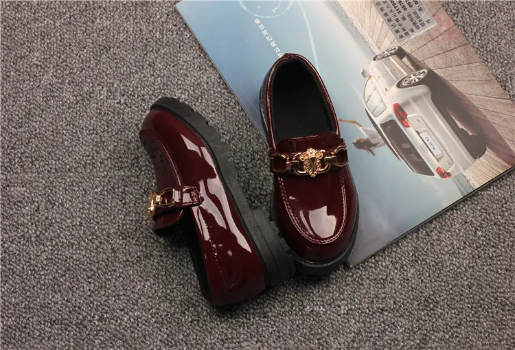 Kids Toddler Patent Leather British Style Children Slip on Loafers for Girl Boy Student Performance Shoes Sizes_desvips.com