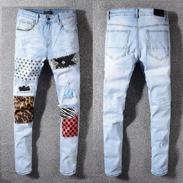 Men's Jeans 2021 Hot Mens Fashion Skinny Straight Slim Ripped Men Fashion Mens Street Wear Motorcycle Biker Jean Pants_mkmklike.com