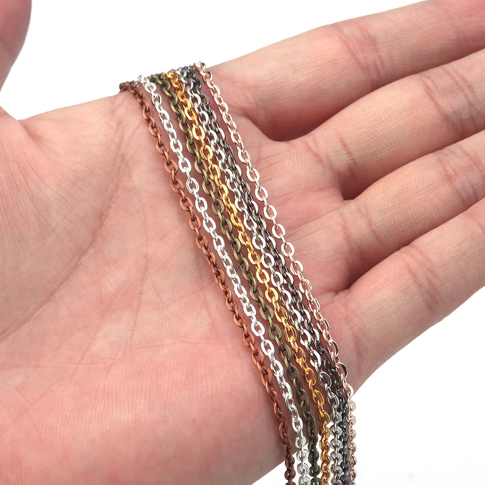 Catene 6 pz/lotto Collana a croce piatta Catena fai da te Ciondolo Link per donne Uomini Gioielli Regali Creazione_voghion.com