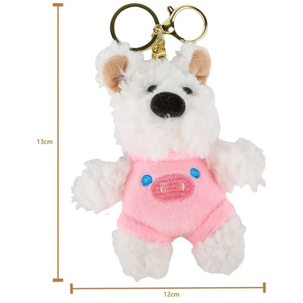 New Cartoon West Highland Dog Keychain Stuffed Dolls Cute Bag Pendant Plush Gift Car Key Ring_voghion.com