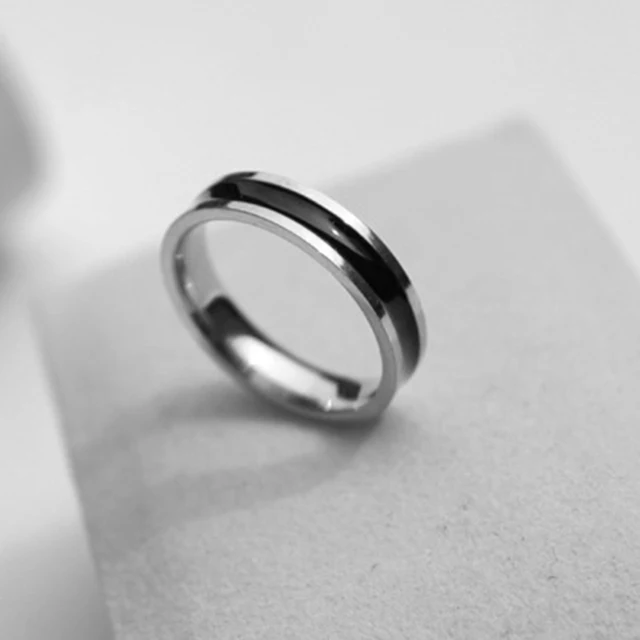 Fashion Rose Gold Color White Black Charm Ring for Woman Man Custom Engrave Name Wedding Jewelry 316L Stainless Steel Never Fade_voghion.com