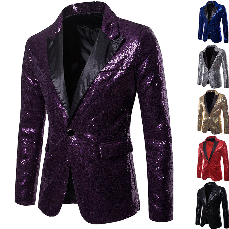 Men’s Clothing Gold Sequin Suit Suit Nightclub Men Host Emcee Studio Jacket Men