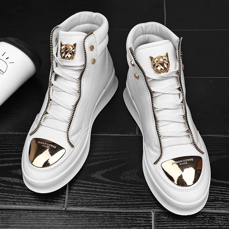 Baskets montantes de loisirs pour hommes, chaussures de Skateboard à plateforme léopard, chaussures d'entraînement de Sport, bottines