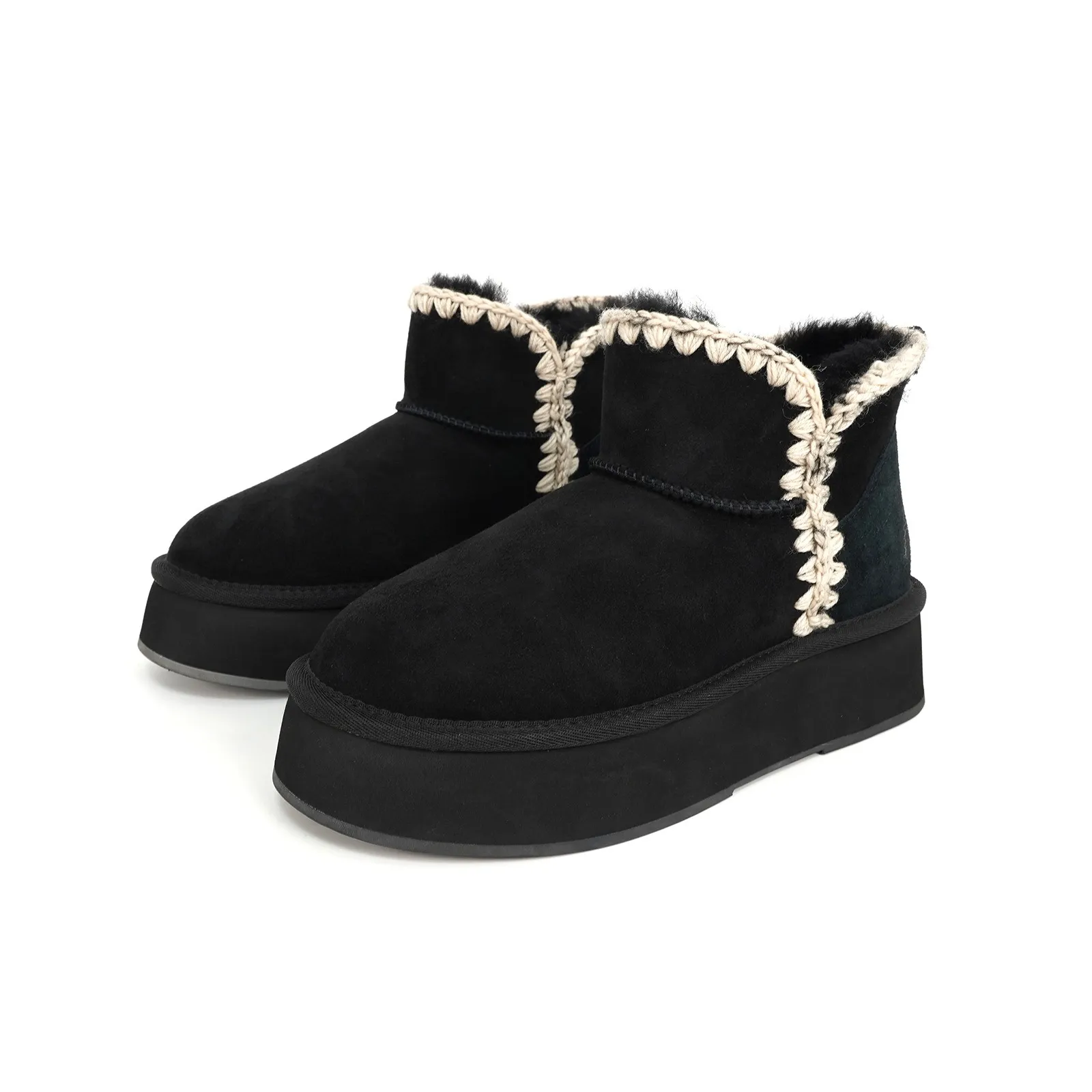 Thick soled raised leather 2025 new model sheepskin wool integrated warm and stylish versatile women's anti slip snow_voghion.com