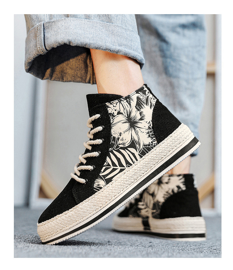High top canva autumn niche cloth with thick ole elevated height caual board for young port and leiure men'_voghion.com