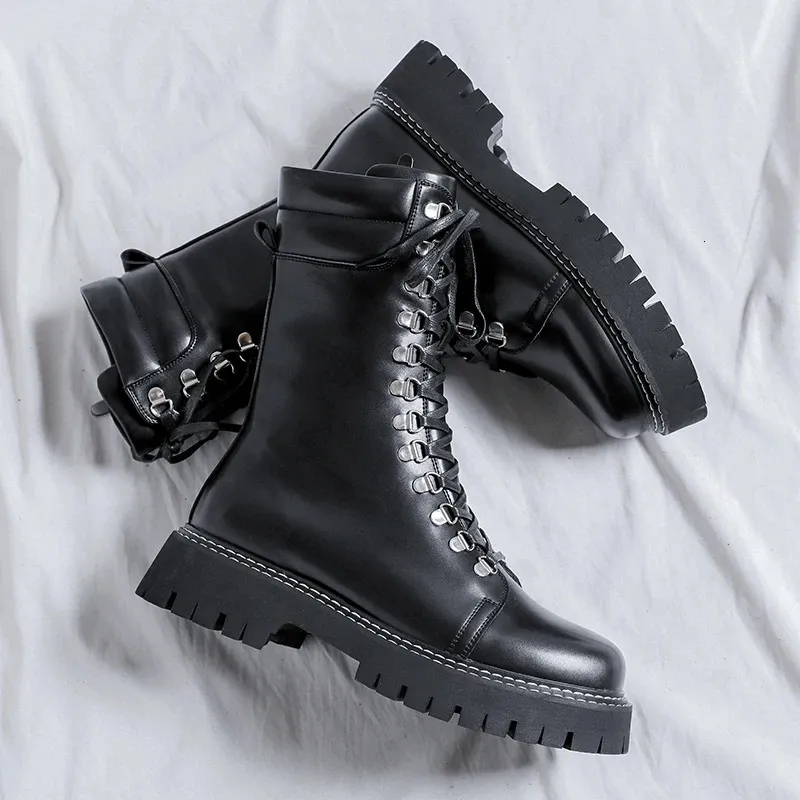 Stivali da lavoro antinfortunistici da uomo in vera pelle con plateau, da uomo, da arrampicata nel deserto, da trekking, alla caviglia, da combattimento, per esterni, 240620_voghion.com