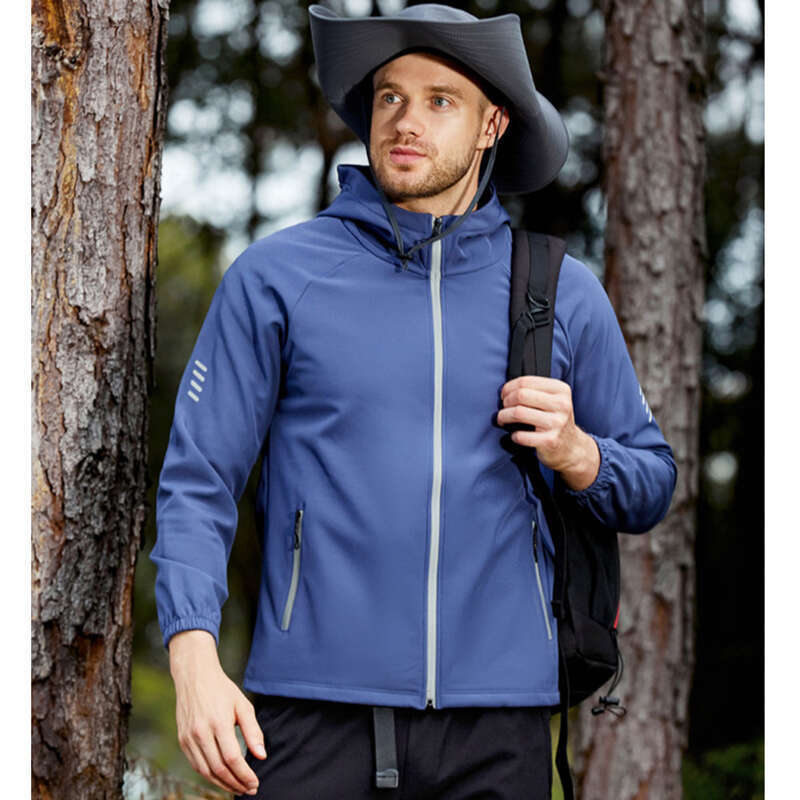 Plyschig casual sportlöpnings- och vandringsträningsdräkt, herrjacka med huva och dragkedja, plusstorlek_voghion.com