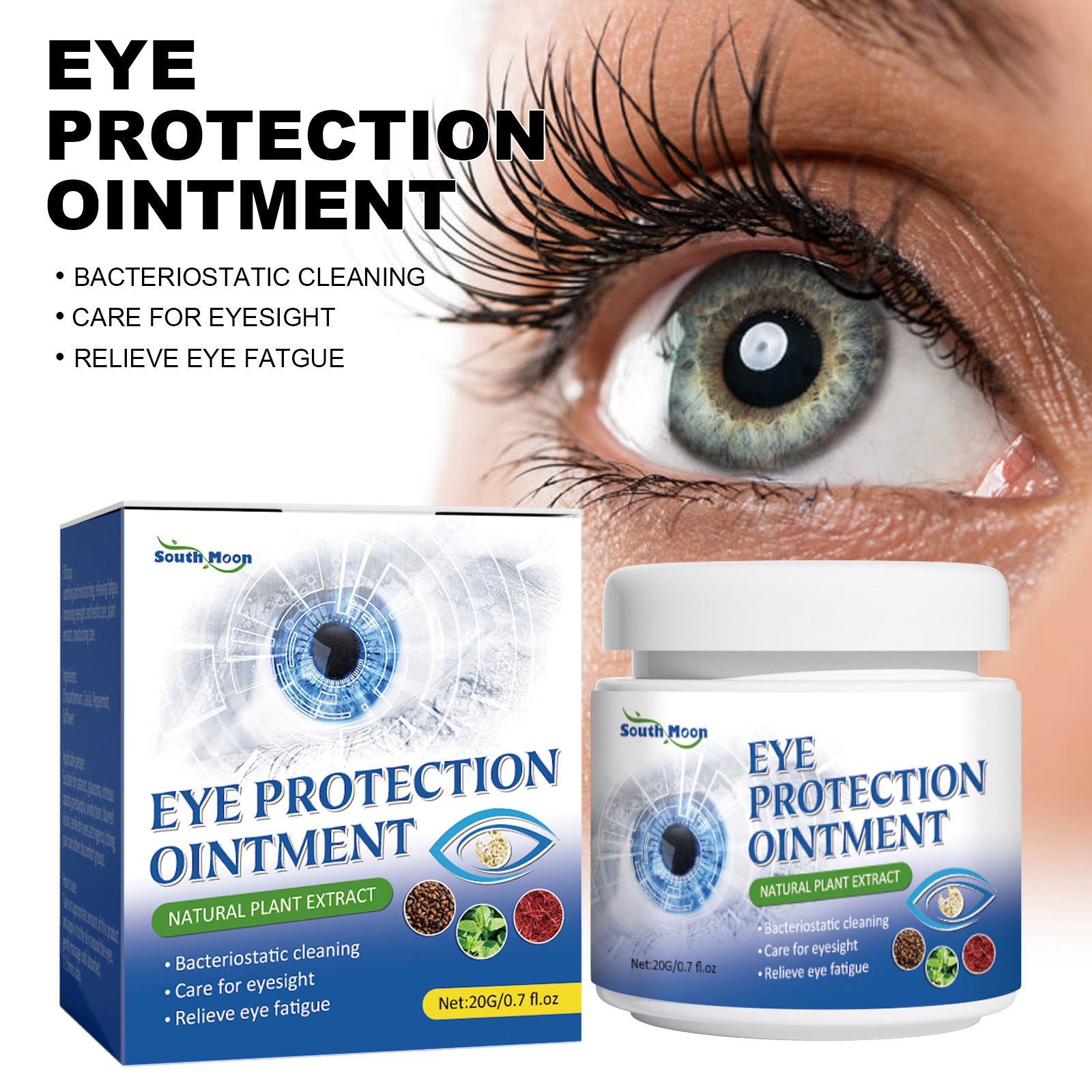 Crema hidratante suave para el contorno de ojos South Moon Repairs Pain, Fatiga, Sequedad y Luminosidad_voghion.com