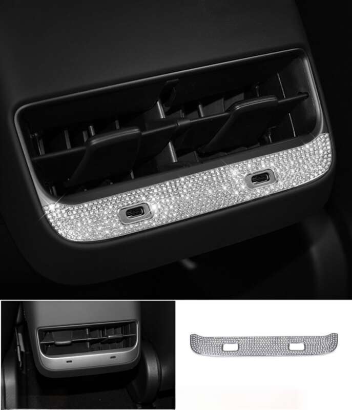 Potrivit pentru modificările interioare ale modelului Tesla, volan, mâner ușă, autocolant decorativ cu diamant pentru sigla mașinii_voghion.com