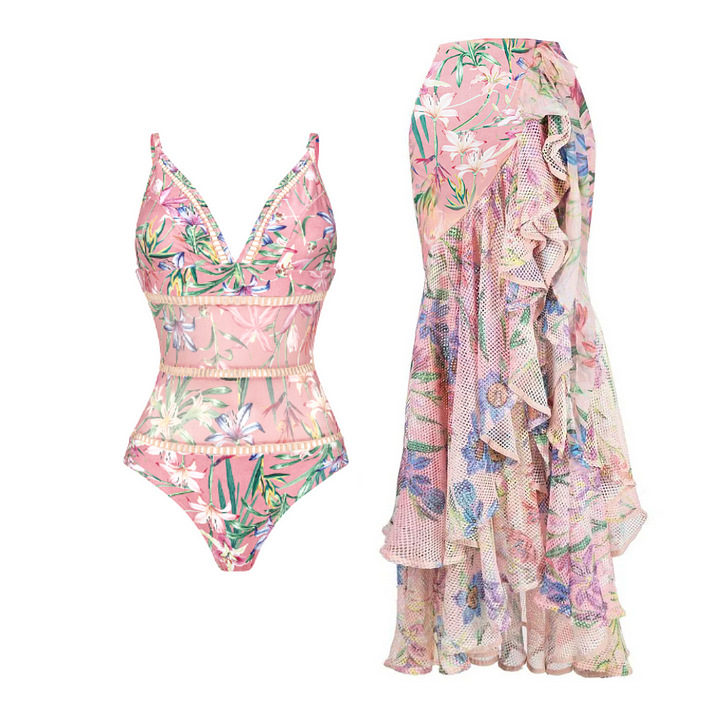 Maillot de bain une pièce pour femmes, col en v, couture en maille, imprimé, costume pour femmes