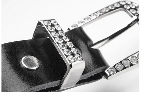 Rhinestone bälte för kvinnor i läder med kristaller midjebälte_voghion.com