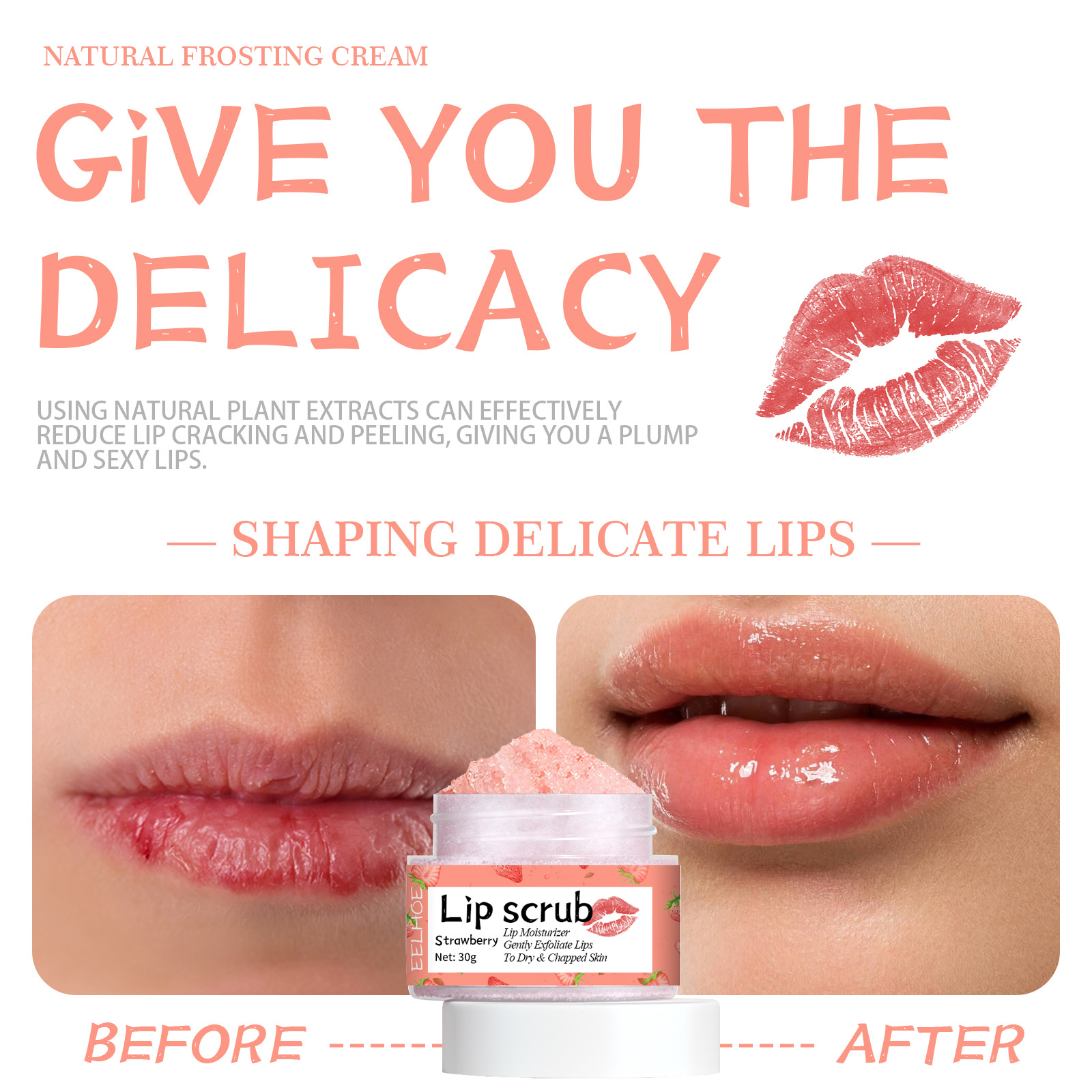 EELHOE lip scrub lips, prevents dryness cracks, moisturizes dead skin, and lightens corners of the lips_voghion.com