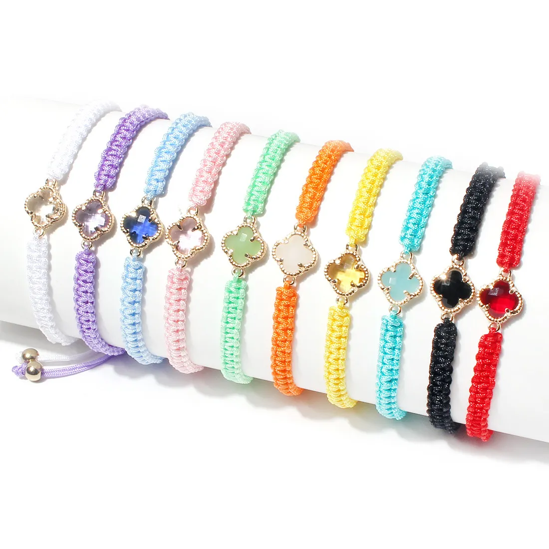 KDC869 großhandel mode handgemachte glück Vierblättriges Kleeblatt Blume charme armband rame seil schmuck frauen string mädchen_voghion.com