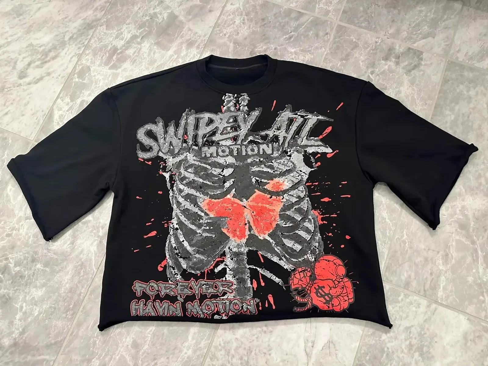 Y2K Vintage Gothic Skull Grafische Print T-shirt Heren Oversized Casual Puur Katoen Korte Mouw T-shirt Dames Cropped Top 250213_voghion.com