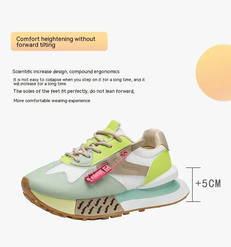 Women's Thick Soled Daddy Shoes Breathable Mesh Sports Trainers_voghion.com