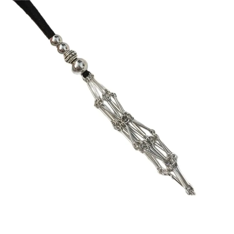 Catene Maglia Pendente Collana Regolabile Pelle Corda Cristallo Vuoto Pietra Porta Gabbia di Metallo_voghion.com