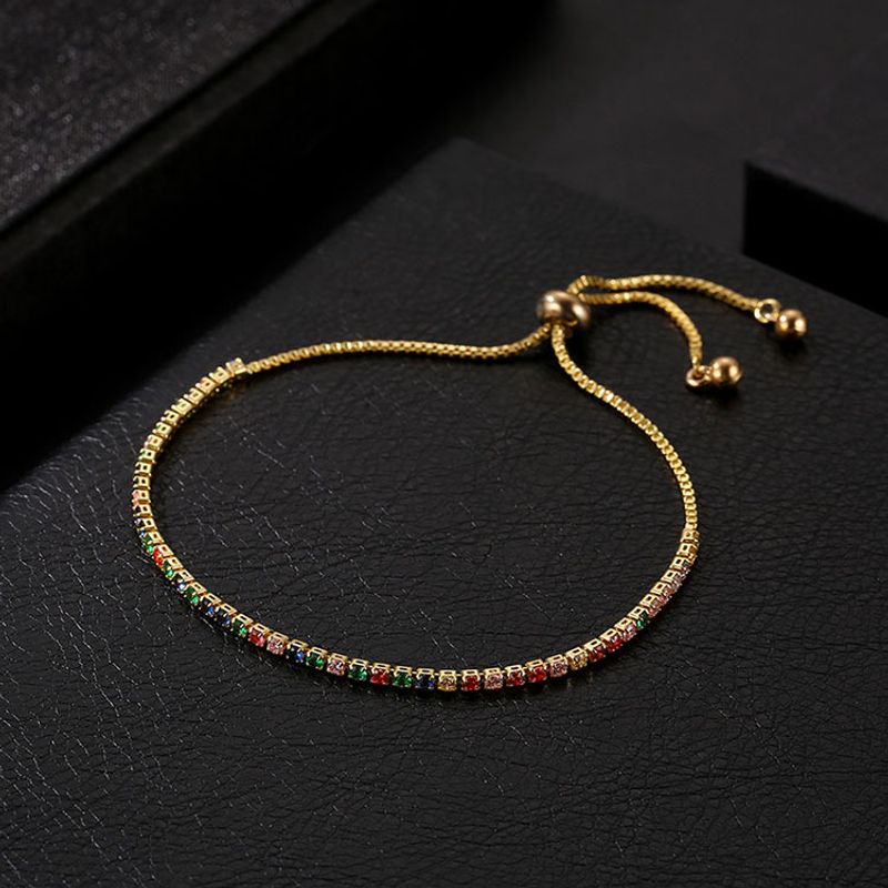 Novos produtos Pulseira ajustável de cristal colorido com zircônia e diamantina para mulheres_voghion.com
