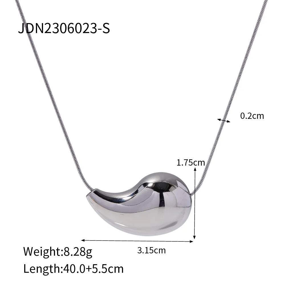 Collier pendentif goutte d'eau en acier inoxydable plaqué or PVD pour femme avec chaîne légère et étanche en métal_voghion.com