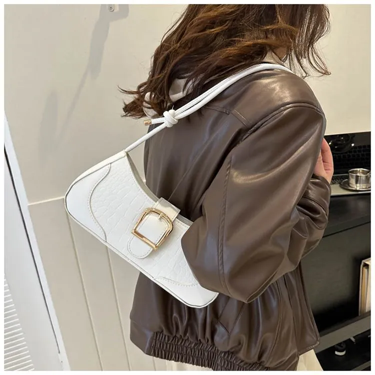 Borsa da donna versatile con coulisse sottobraccio, moda francese, borsa a mano con texture di alta qualità, tracolla retrò, modello 2024_voghion.com