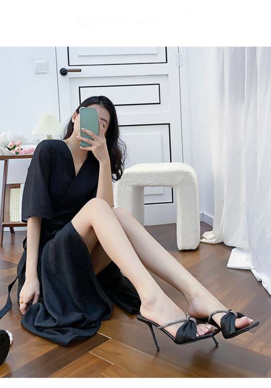 Primavera/Estate 2025, sandali con cinturino dritto in raso e strass per donna, nuova punta in gel a farfalla,_voghion.com