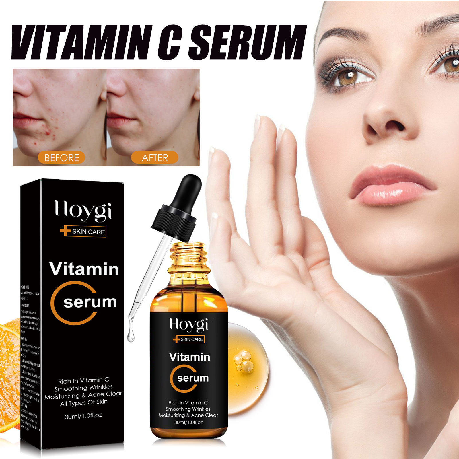 Hoygi Vitamin C can reduce fine lines wrinkles, moisturize facial skin and tighten essence_voghion.com