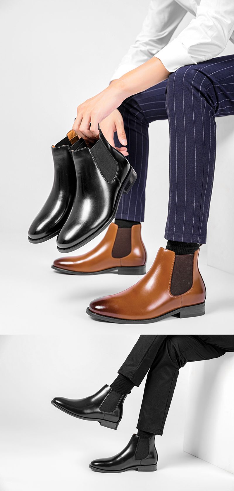 Botines de cuero genuino para hombre_voghion.com