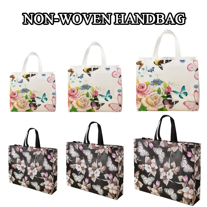 Bloemenprint boodschappentas van non-woven materiaal, eco-vriendelijke reistas, opvouwbare tas, herbruikbare boodschappentas_voghion.com