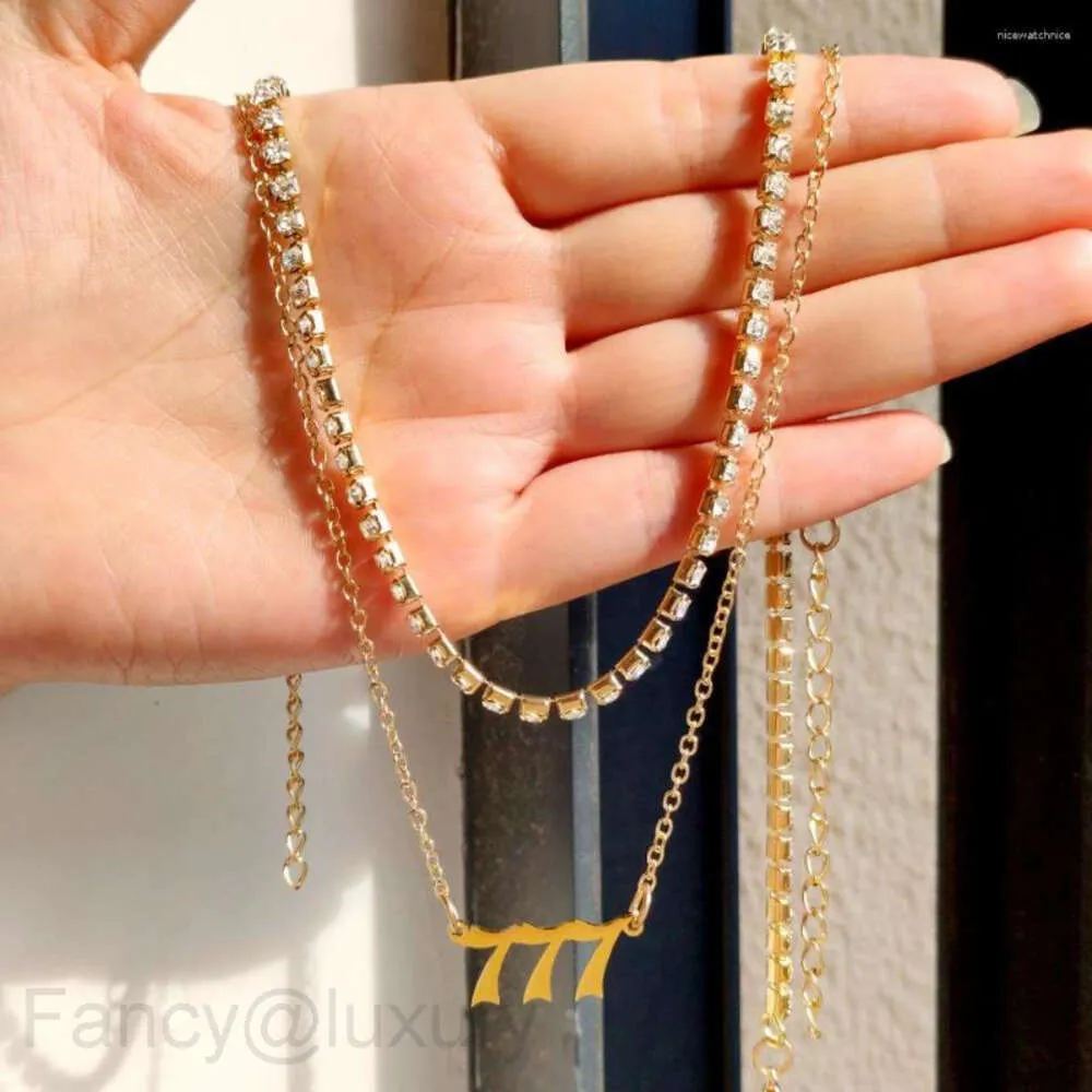 Pendant Necklaces Angel Number Necklace 111 222 333 444 555 777 666 888 999 Cubic Zirconia Choker Layered_voghion.com