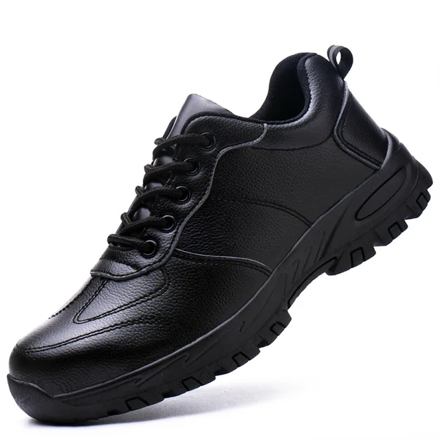 PU Leather Men Safety Anti-smash Anti-puncture waterproof Lightweight Work Sneakers Indestructible Shoes Boots_voghion.com