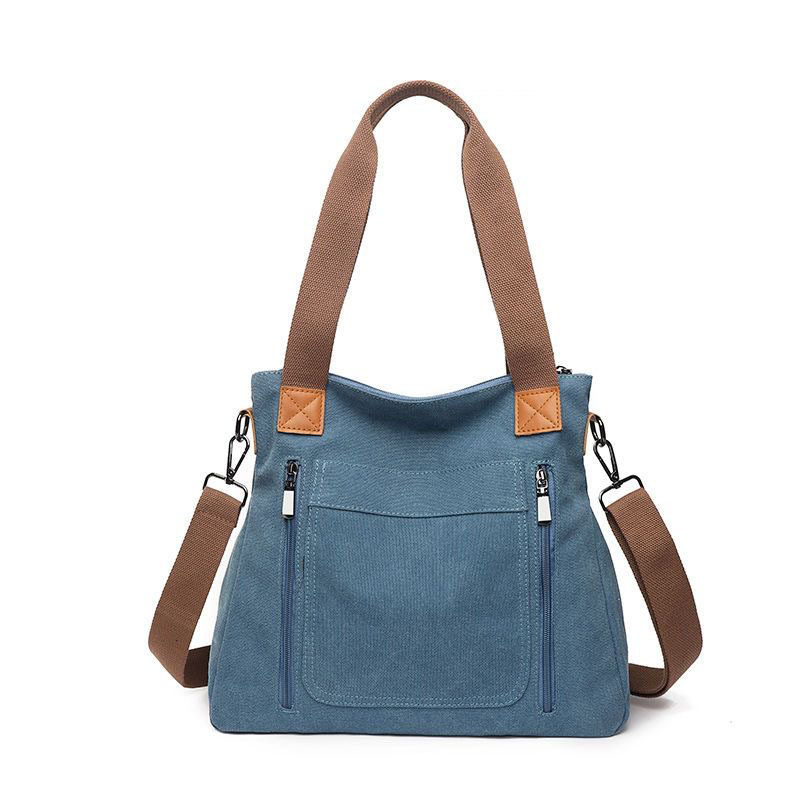 Borsa tote coreana casual in tela di grande capacità, semplice, nuova, da donna, per documenti._voghion.com
