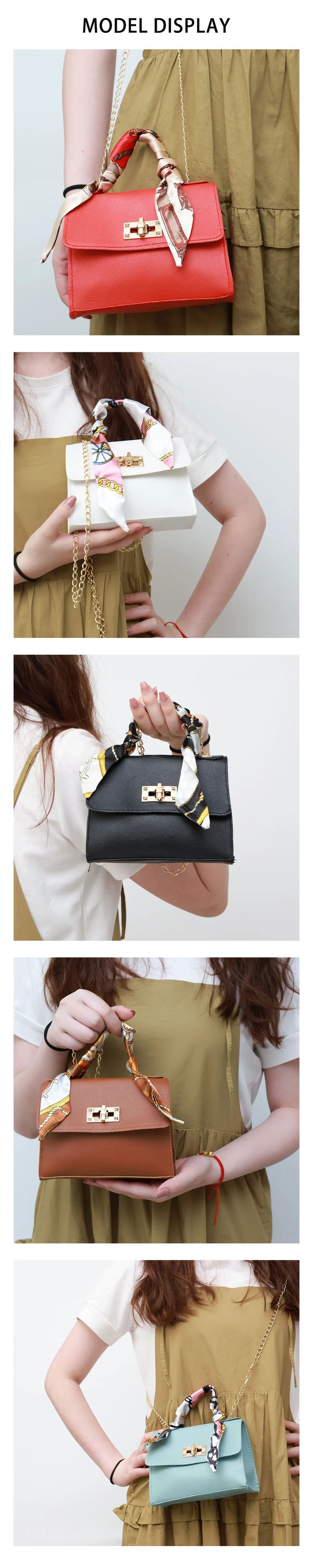 Damenmode Einfachheit Einfarbig Handtasche Nischendesign Seidenschal Mitte Einzelner Schulter Crossbody Tasche Bandolera_voghion.com