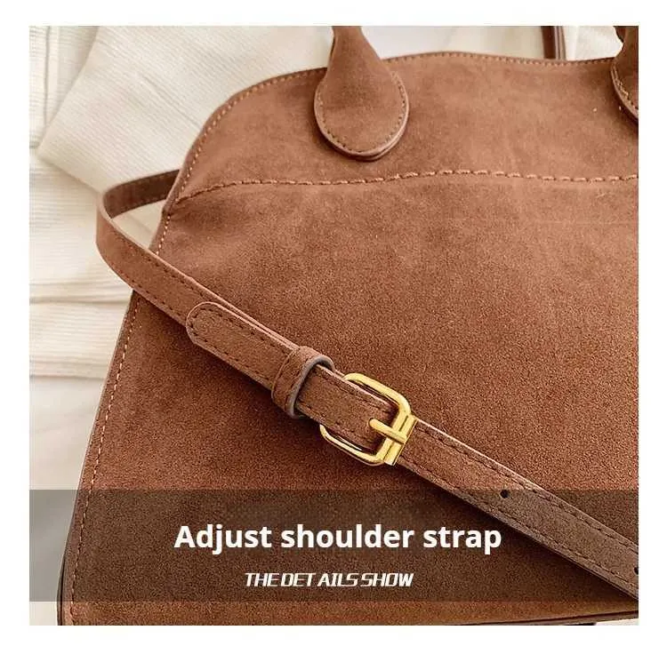 Designer Retro Suede Shoulder Bag Large Capacity Handbag Fashion_voghion.com
