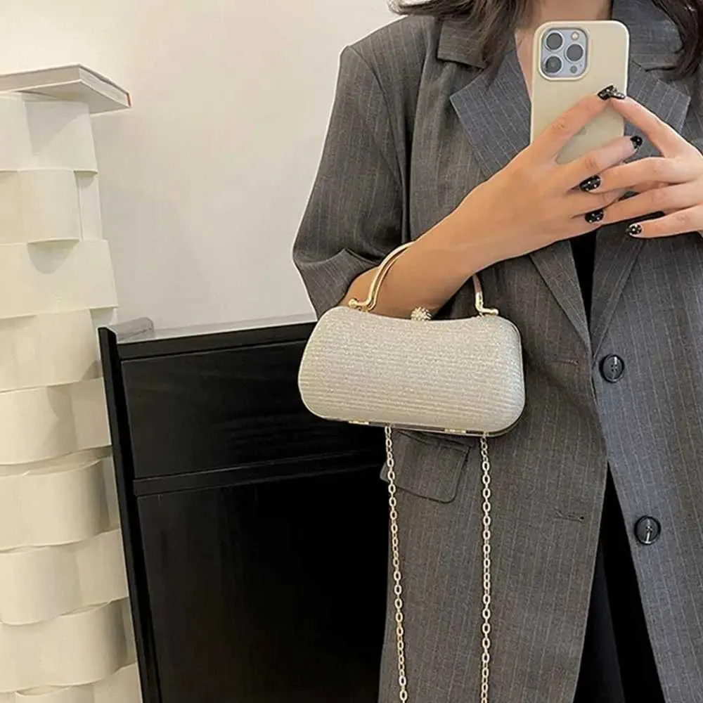 Sac à main de soirée Flash pour femme avec poignée supérieure en métal et bandoulière carrée, sac à chaîne Y241019_voghion.com