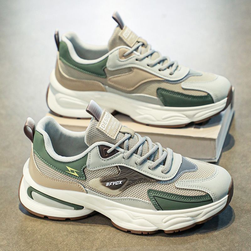Jesienne nowe oddychające buty sportowe z siateczki, męskie modne i uniwersalne, gruba podeszwa, antypoślizgowe, codzienne buty dla taty_voghion.com